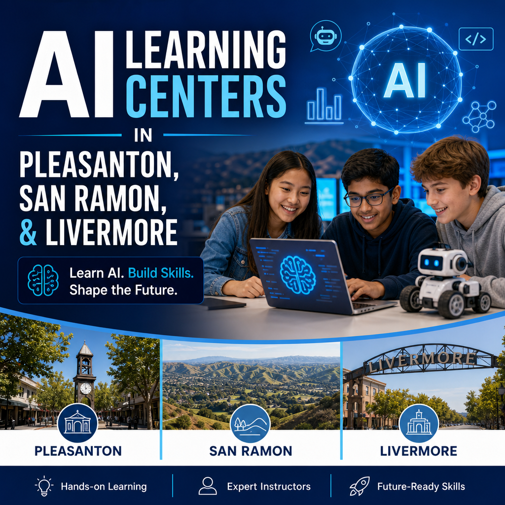 Illustration of AI Learning Centers in Pleasanton, San Ramon, and Livermore