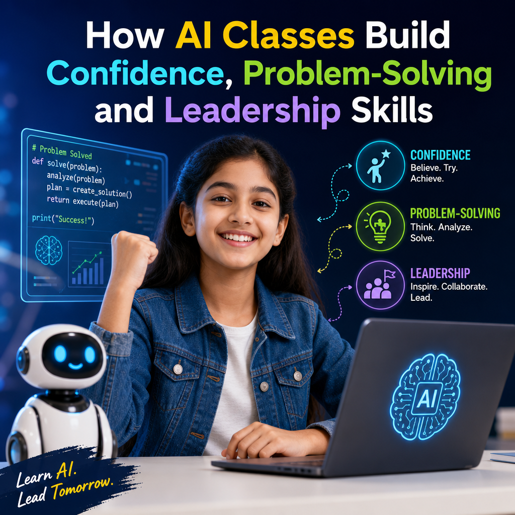 Illustration of How AI Classes Build Confidence, Problem-Solving and Leadership Skills