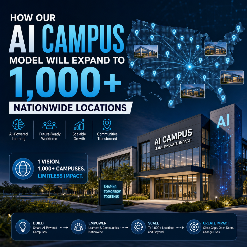 Illustration of How Our AI Campus Model Will Expand to 1,000+ Nationwide Locations